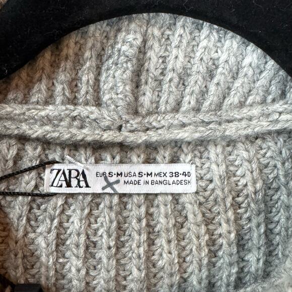 ZARA Chunky Knit Hoodie Size M Oversize Sweater Cozy Capsule Minimalist neutral - Picture 3 of 8